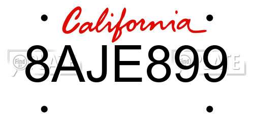 8AJE899 California License Plate