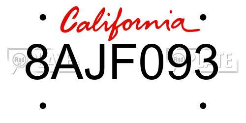 8AJF093 California License Plate