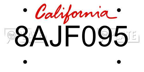8AJF095 California License Plate