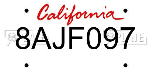8AJF097 California License Plate