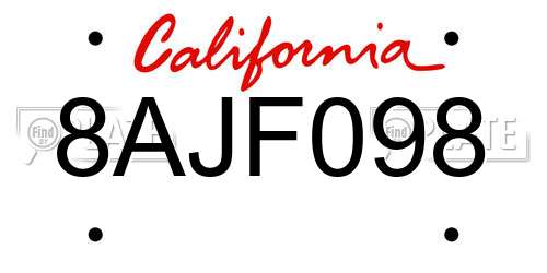 8AJF098 California License Plate
