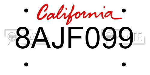 8AJF099 California License Plate
