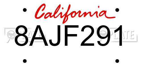 8AJF291 California License Plate