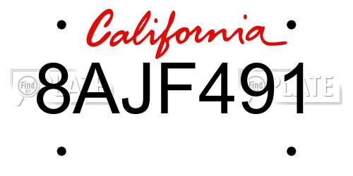 8AJF491 California License Plate