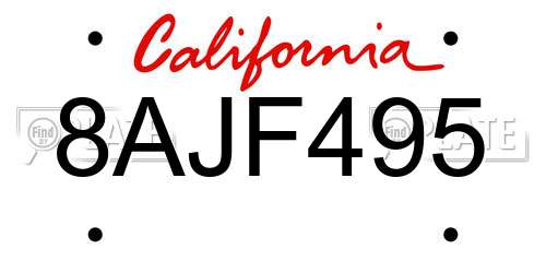 8AJF495 California License Plate