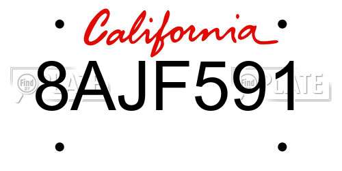 8AJF591 California License Plate