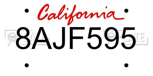 8AJF595 California License Plate