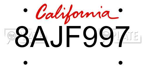 8AJF997 California License Plate