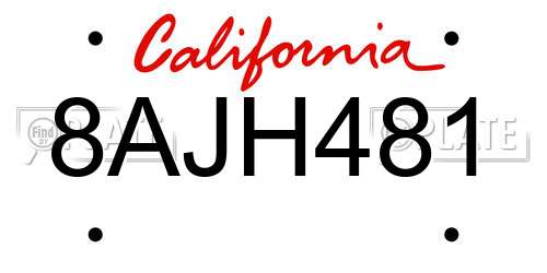 8AJH481 California License Plate