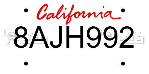 8AJH992 California License Plate