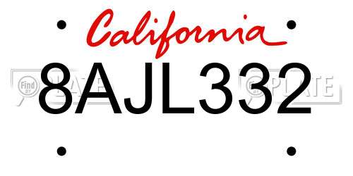 8AJL332 California License Plate