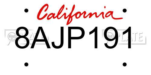 8AJP191 California License Plate