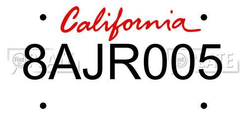 8AJR005 California License Plate