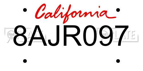 8AJR097 California License Plate
