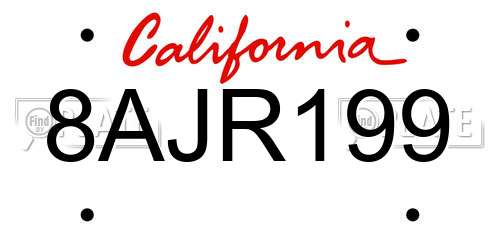 8AJR199 California License Plate