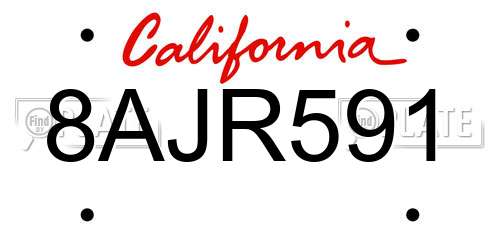 8AJR591 California License Plate