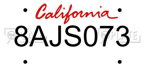 8AJS073 California License Plate
