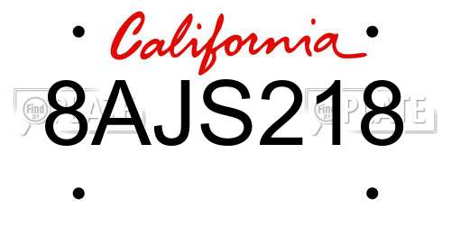 8AJS218 California License Plate