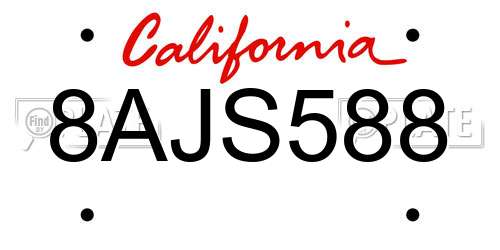 8AJS588 California License Plate