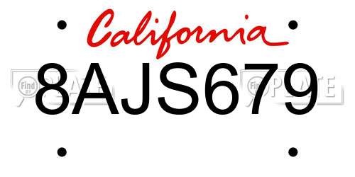 8AJS679 California License Plate