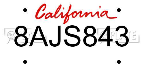 8AJS843 California License Plate