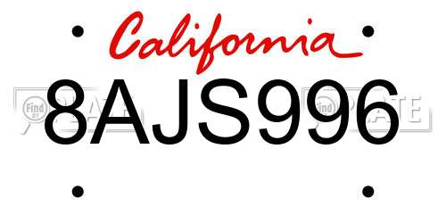 8AJS996 California License Plate