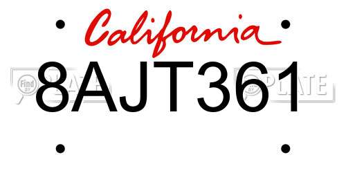 8AJT361 California License Plate
