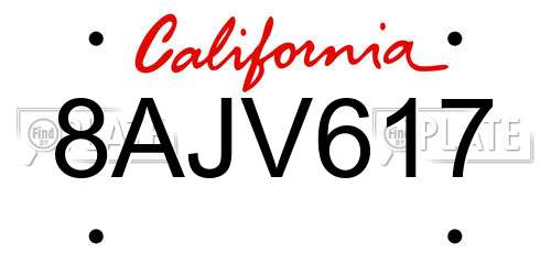8AJV617 California License Plate