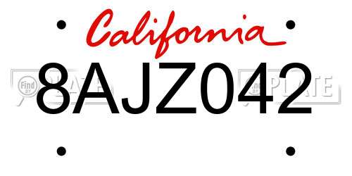 8AJZ042 California License Plate