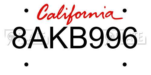 8AKB996 California License Plate