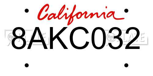 8AKC032 California License Plate