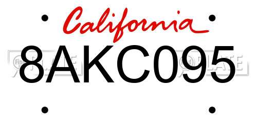 8AKC095 California License Plate
