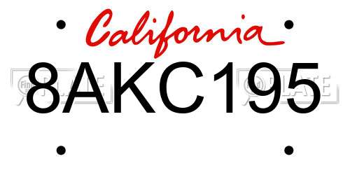 8AKC195 California License Plate