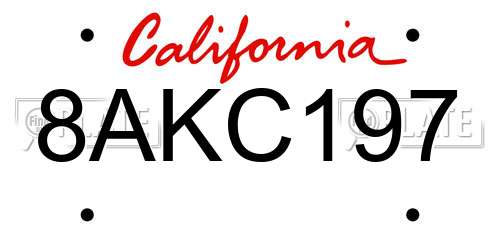 8AKC197 California License Plate