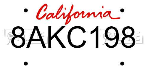 8AKC198 California License Plate