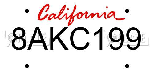 8AKC199 California License Plate