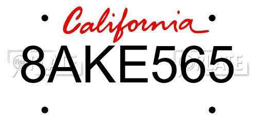 8AKE565 California License Plate