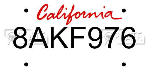 8AKF976 California License Plate