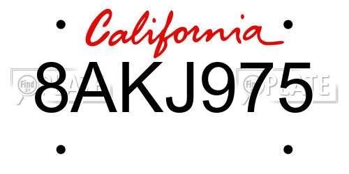 8AKJ975 California License Plate