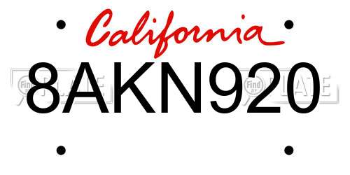 8AKN920 California License Plate