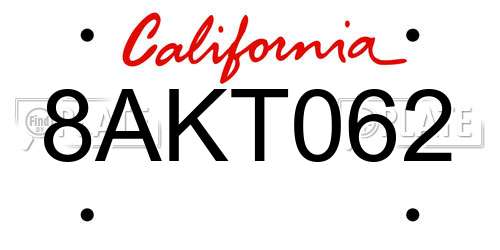 8AKT062 California License Plate