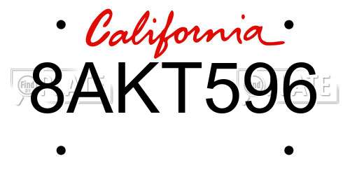 8AKT596 California License Plate
