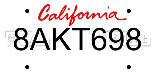 8AKT698 California License Plate