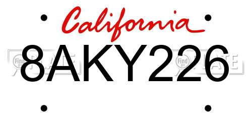 8AKY226 California License Plate