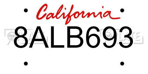 8ALB693 California License Plate