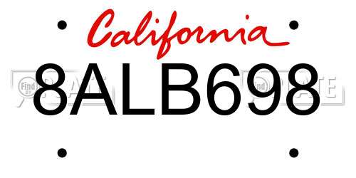 8ALB698 California License Plate