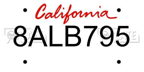 8ALB795 California License Plate