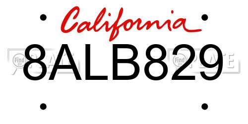 8ALB829 California License Plate