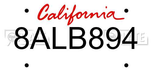 8ALB894 California License Plate