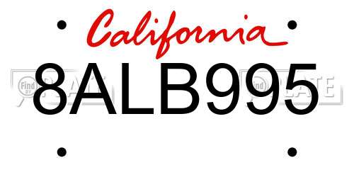 8ALB995 California License Plate